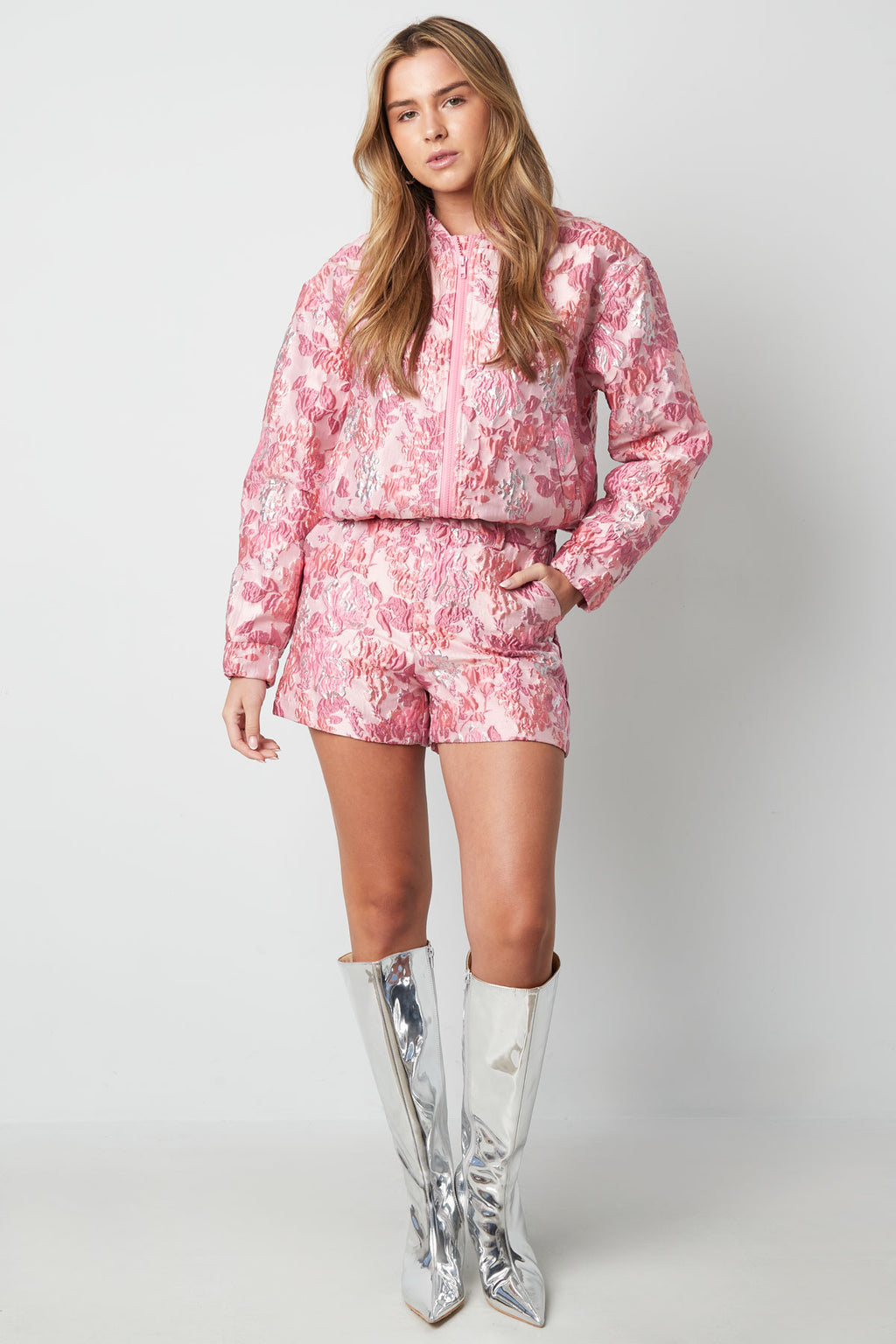 Geweven Polyestervezel Vrouwen Shorts Elegante Bloemenprint