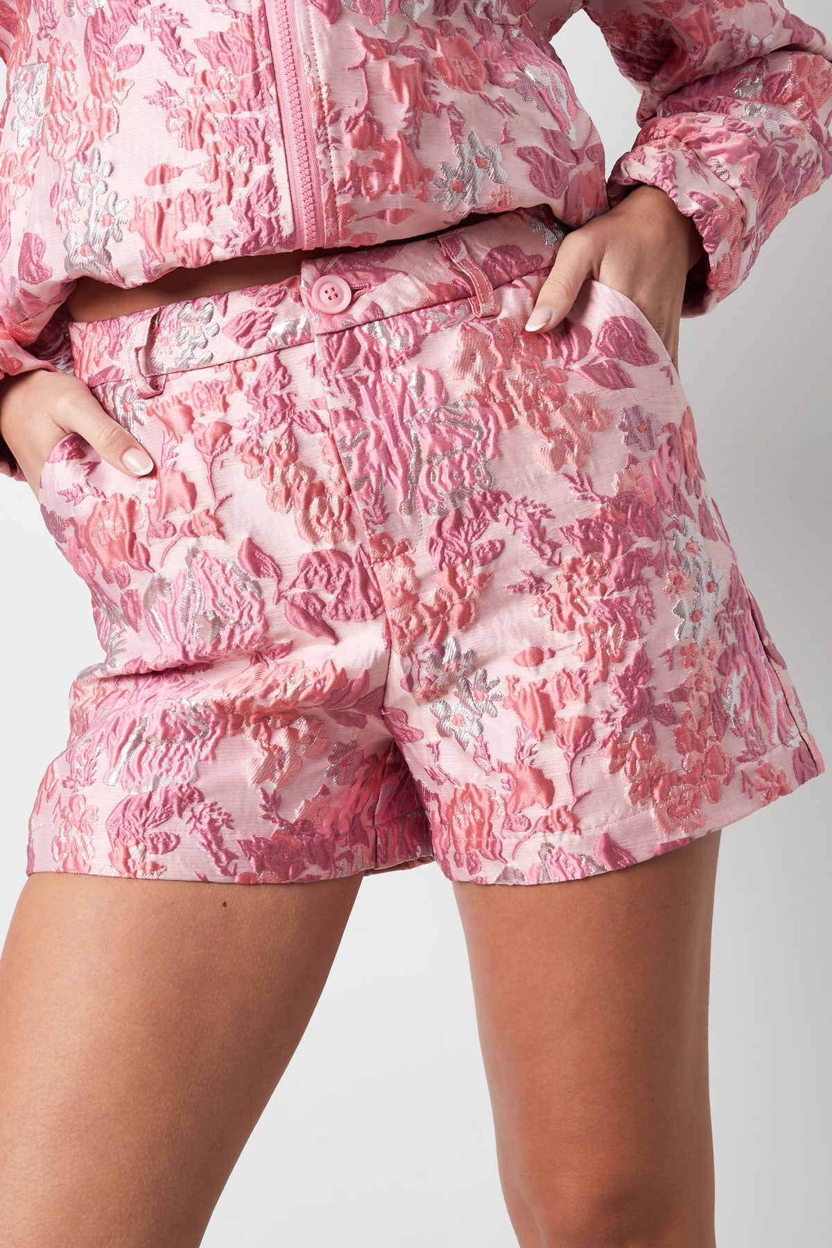 Geweven Polyestervezel Vrouwen Shorts Elegante Bloemenprint