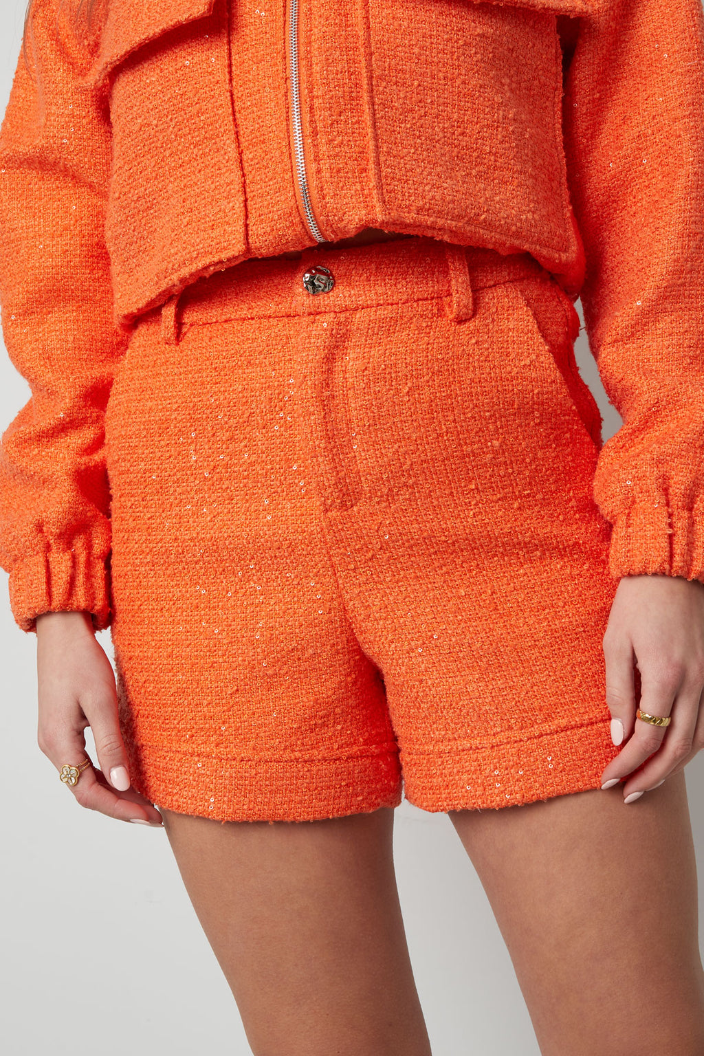 Polyester Vrouwen Shorts Hoge Taille Eenvoudige Kleur