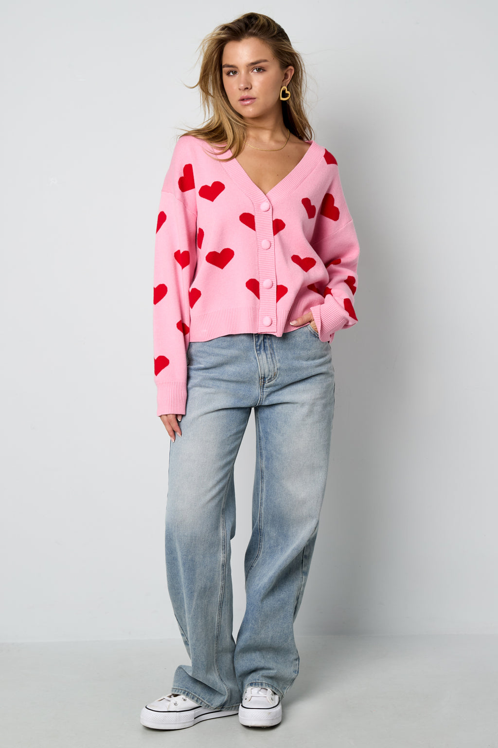 Viscose Gebreide Dames Trui Leuk Hart Patroon Herfst/Winter