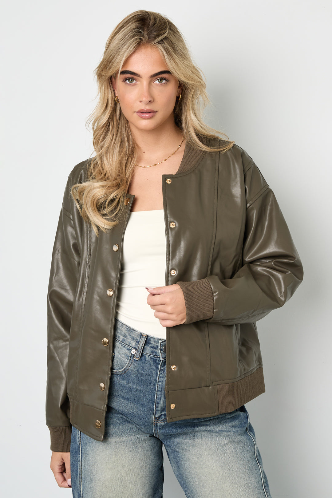 Woven Polyester Fiber Vrouwen Bomber Jas Fall/Winter Street Stijl