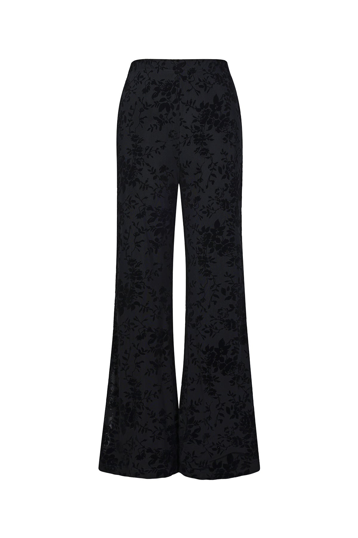 Mesh broek met suède bloemenprint – designed to match