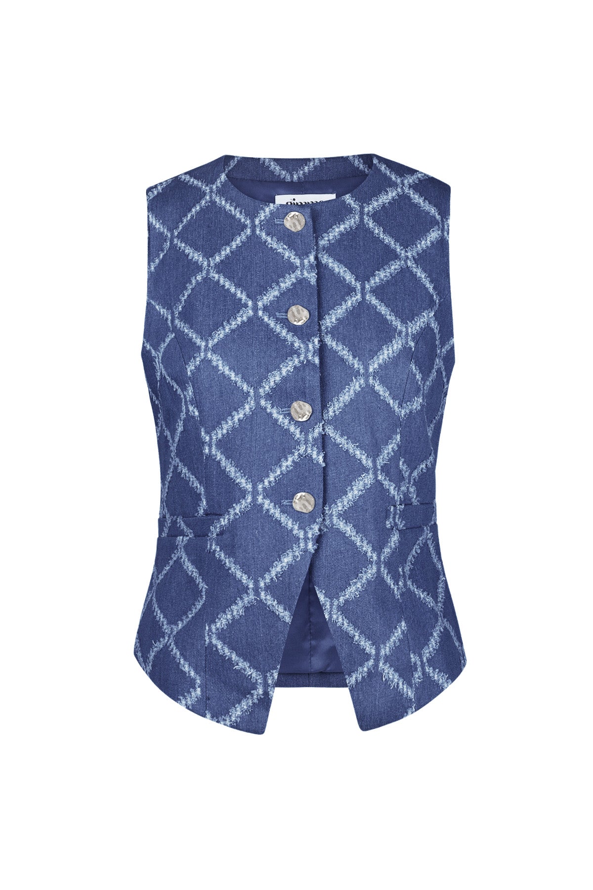 Cotton Vrouwen Mouwloze Top Gespeld Geometrisch Patroon