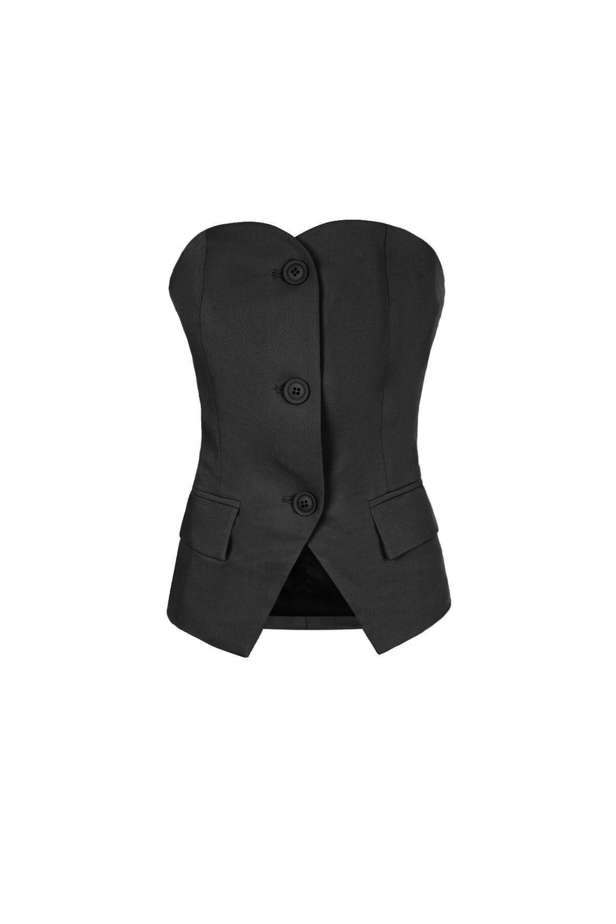 Polyester Vrouwen Mouwloze Top Gestructureerd Knopdetail