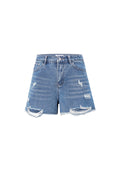 Denim Vrouwen High-Waisted Shorts Gescheurd Gerafelde Zoom