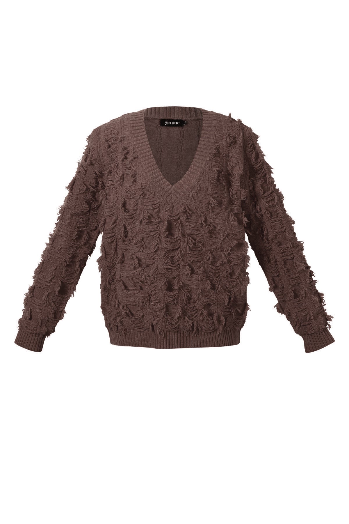 V sweater met franjes