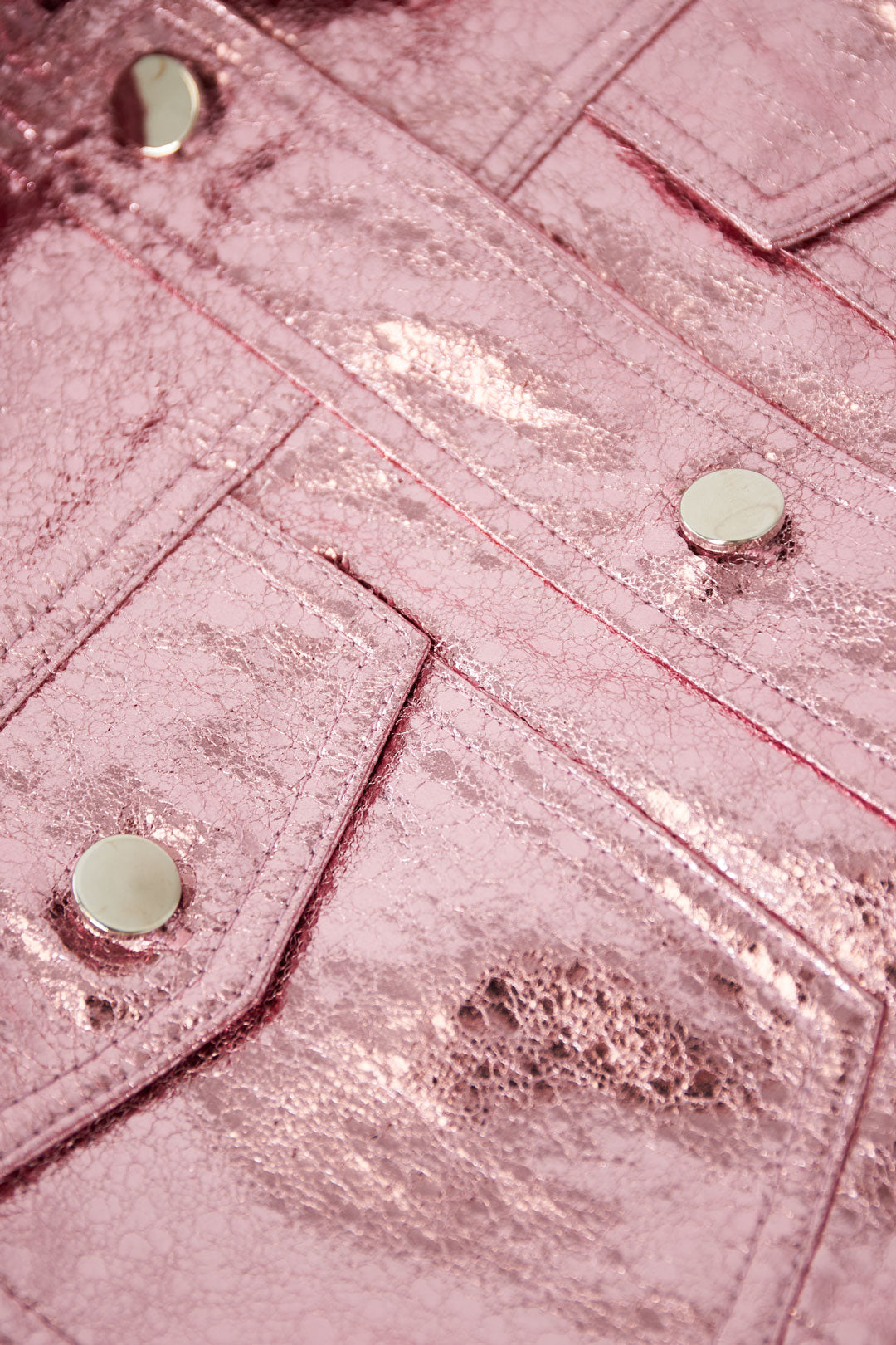 PU Vrouwen Korte Jas Glanzende Metalen Finish