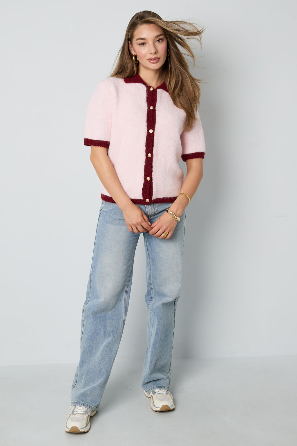 Gebreide Polyestervezel Vrouwen Trui Casual Kleurcontrast