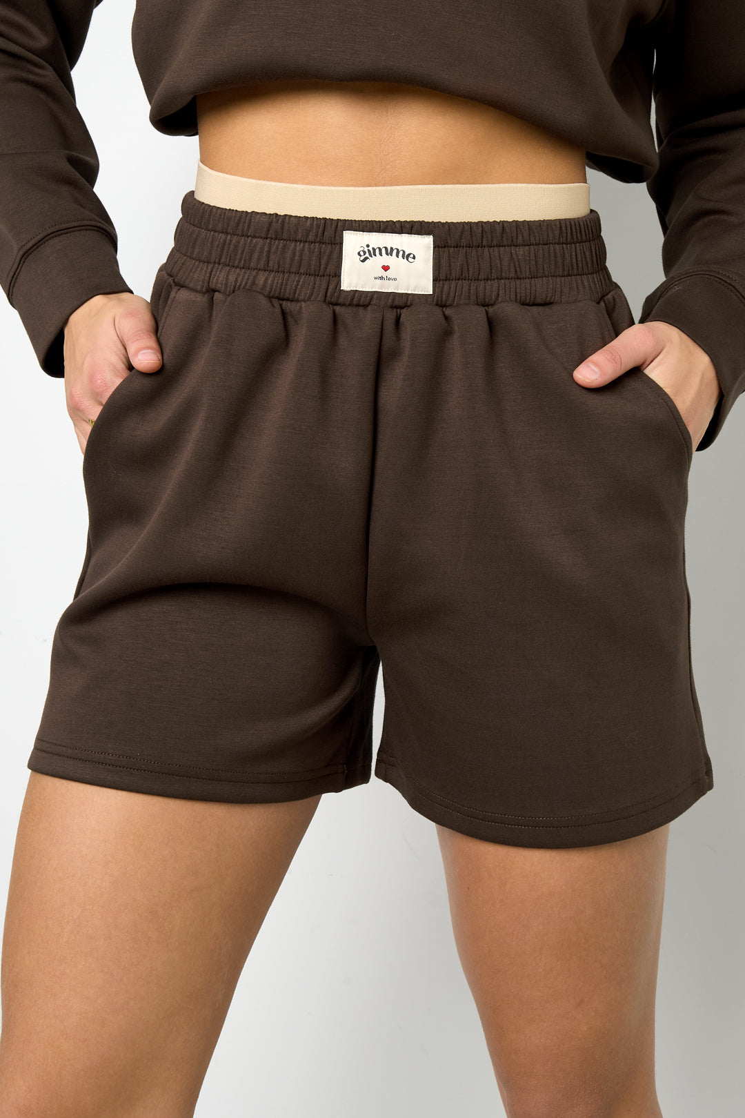 Gebreide Polyestervezel Vrouwen Casual Shorts Sporty Solide Kleur