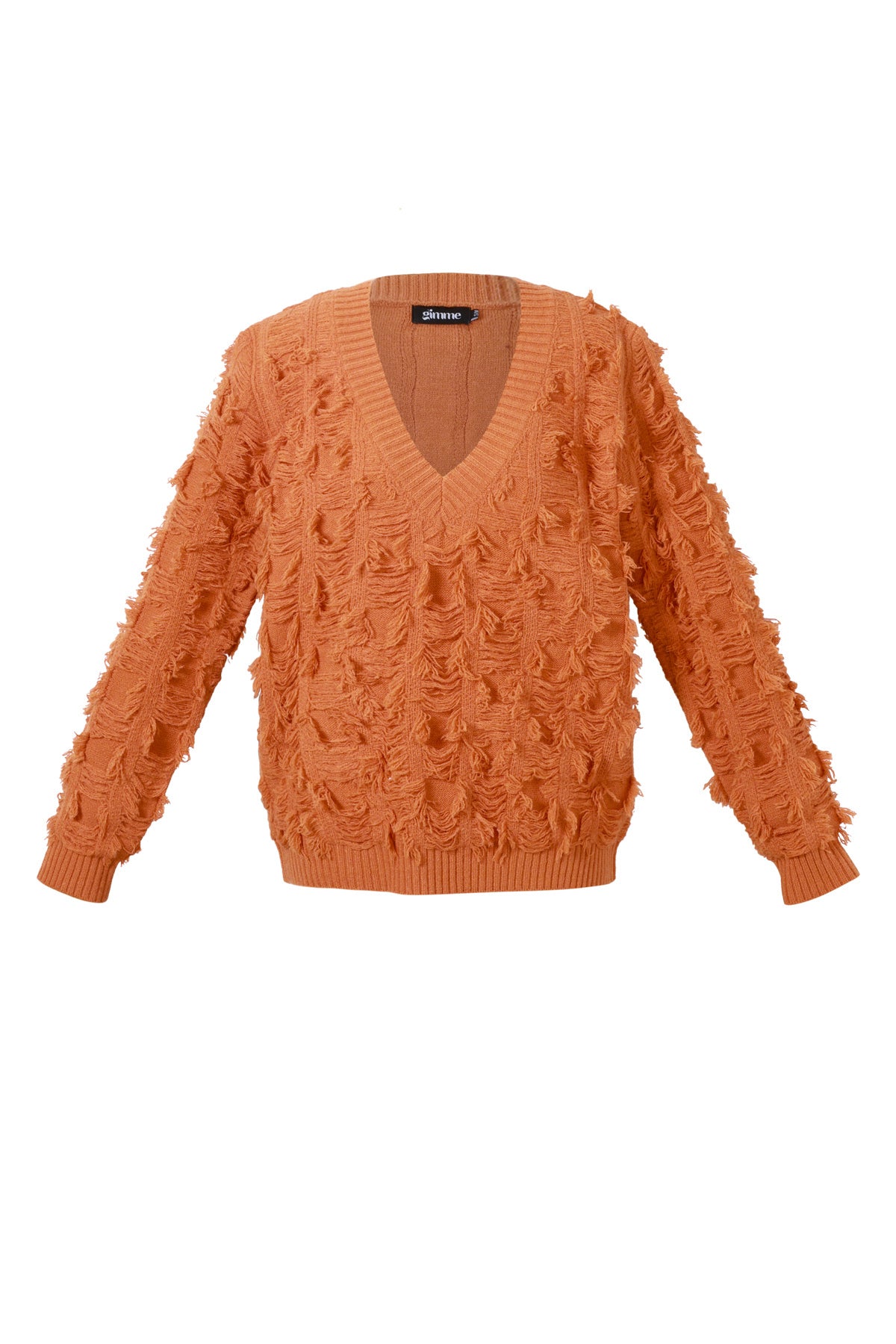 V sweater met franjes