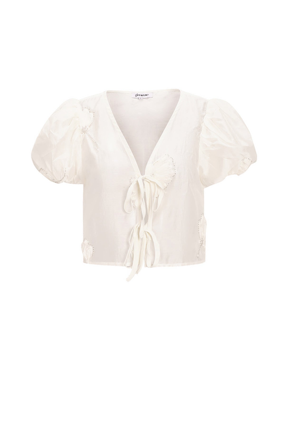 Organic Cotton Woven Vrouwen Korte Mouw Top Bohemian Floral Print Bow