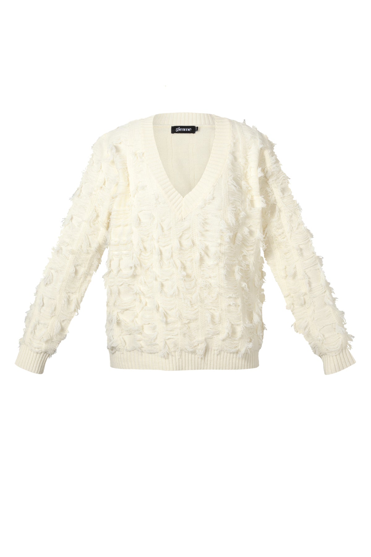 V sweater met franjes