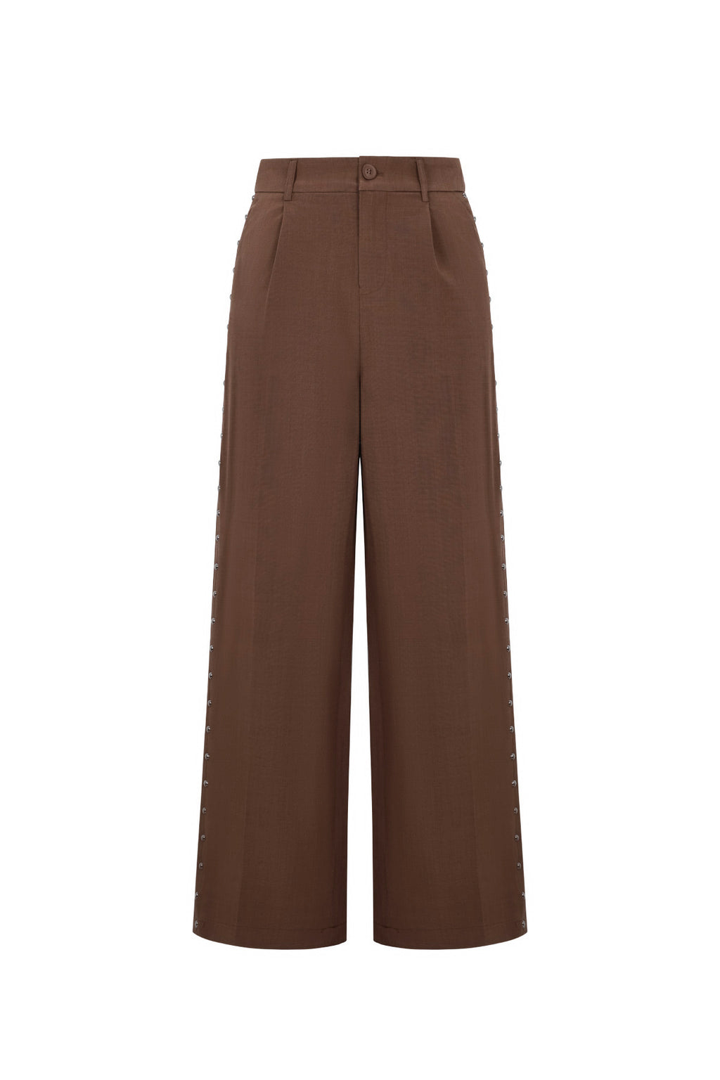 Geweven Polyestervezel Vrouwen Brede Broek Elegante Solide Kleur Herfst/Winter
