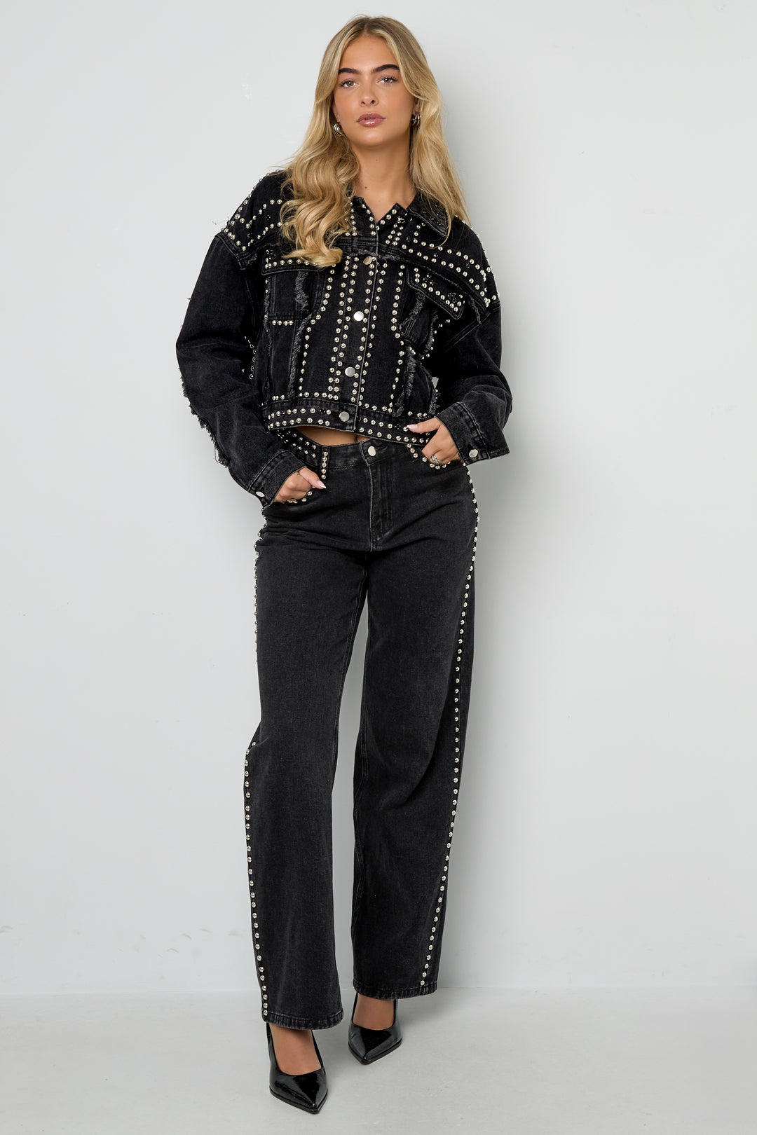 Geweven Katoen Vrouwen Rechte Broek Straat Effen Kleur